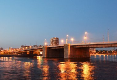 Volodarsky bridge at night clipart