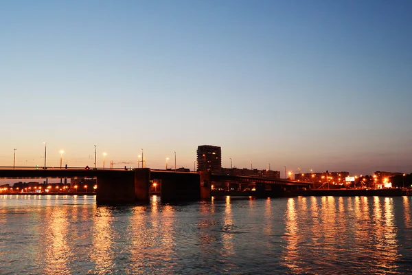 Volodarsky brug na zonsondergang — Stockfoto