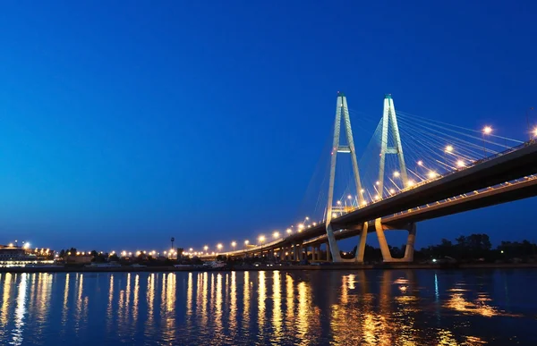 stock image Cable stayed bridge at night