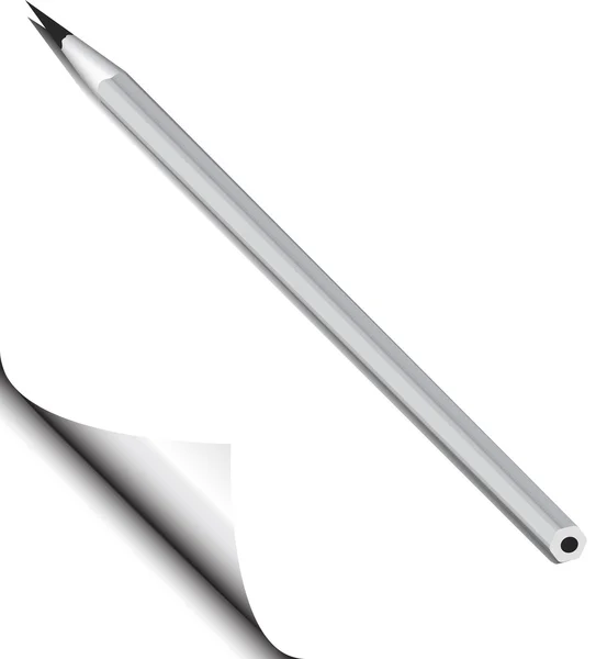 Bleistift gegen gebogene Seitenecke — Stockvektor