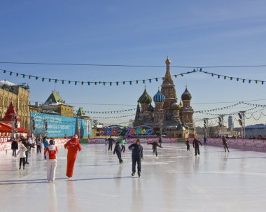 Moscow, skating ring on Red square clipart