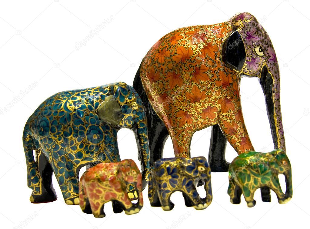 Wooden painted elephants, India