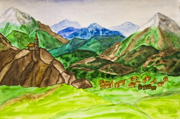 Hand painted picture, Italian landscape — Stock Photo, Image
