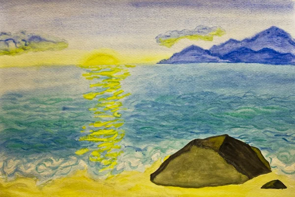 Hand painted picture, sea landscape