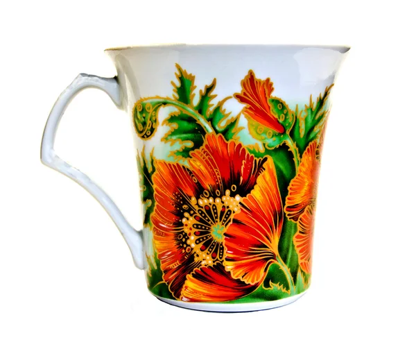 Cup with red poppies — Stock Photo, Image