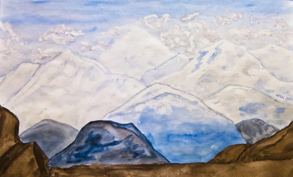 Montagnes, peinture — Photo