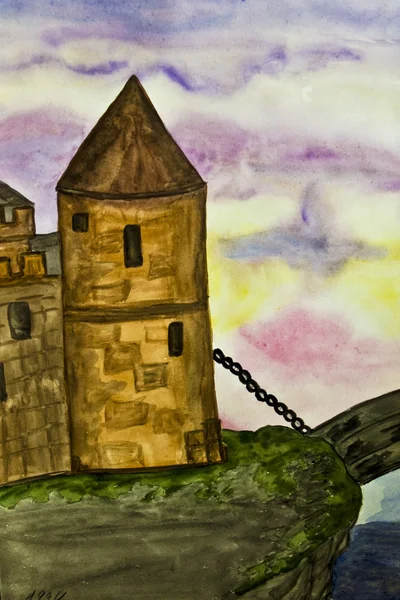 Zamek, malarstwo — Zdjęcie stockowe