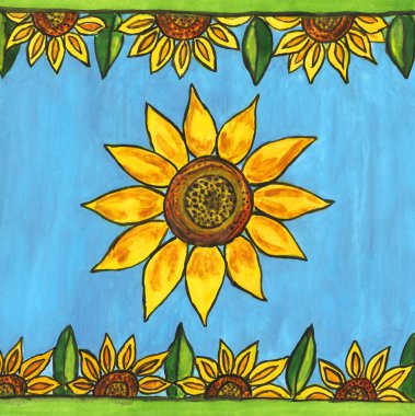 Painted design with sunflowers