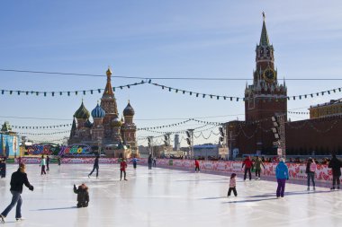 Moscow, skating ring on Red square clipart