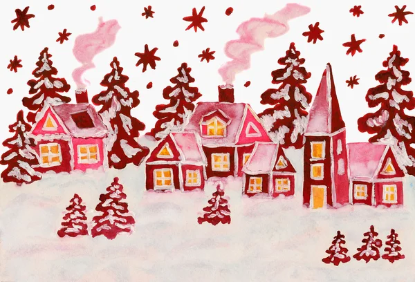Christmas picture in raspberry pink colours — Stock Photo, Image