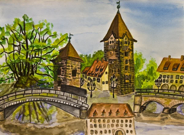 Nuremberg, painting — Stock Photo, Image