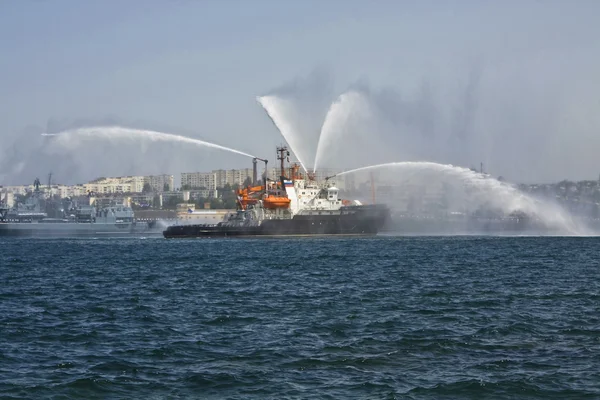 Navio Militar Russo Desfile Marinha Cidade Mar Negro — Fotografia de Stock