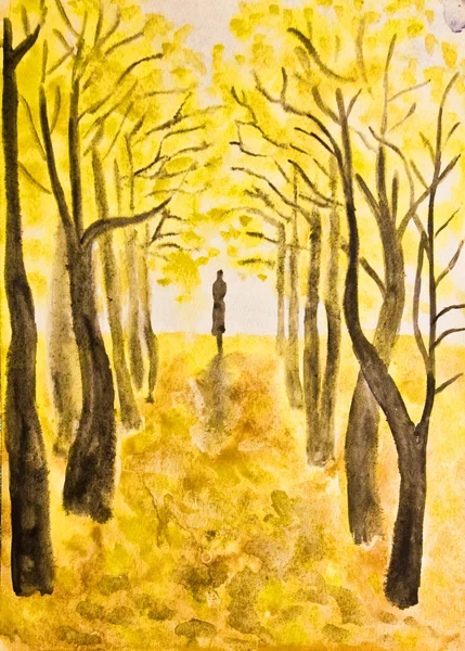 Beco de outono, pintura — Fotografia de Stock