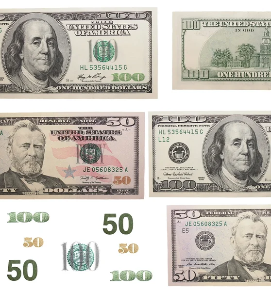 Elementy rachunku Dolar na białym tle — Zdjęcie stockowe
