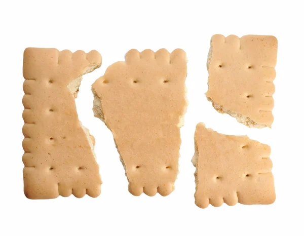 Gebroken koekjes geïsoleerd op witte achtergrond — Stockfoto
