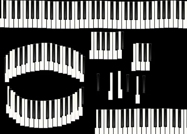 黑色背景、 纹理上孤立的钢琴键 — 图库照片