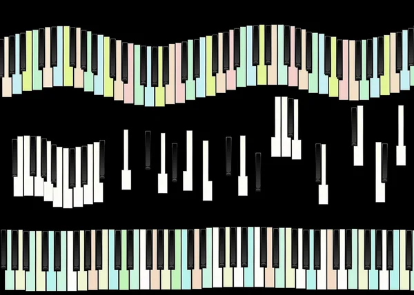 Klaviertasten isoliert auf schwarzem Hintergrund, Textur — Stockfoto