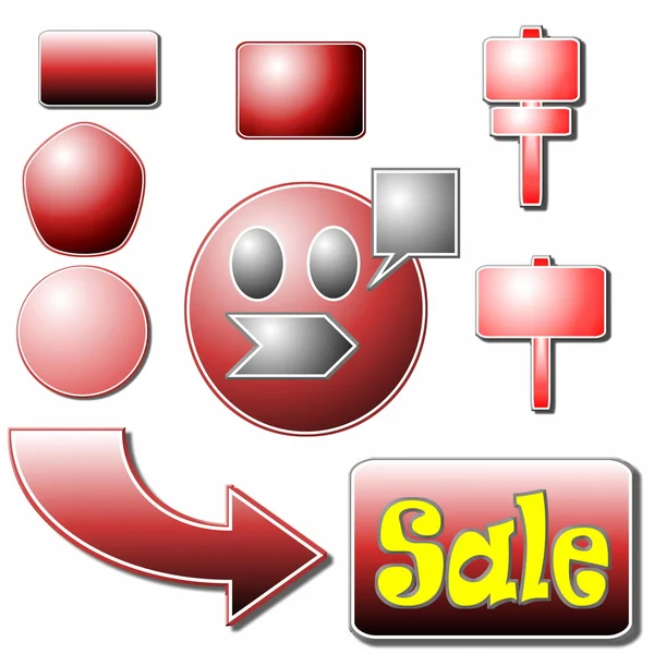 Červený prodej značek izolované na bílém — Stock fotografie