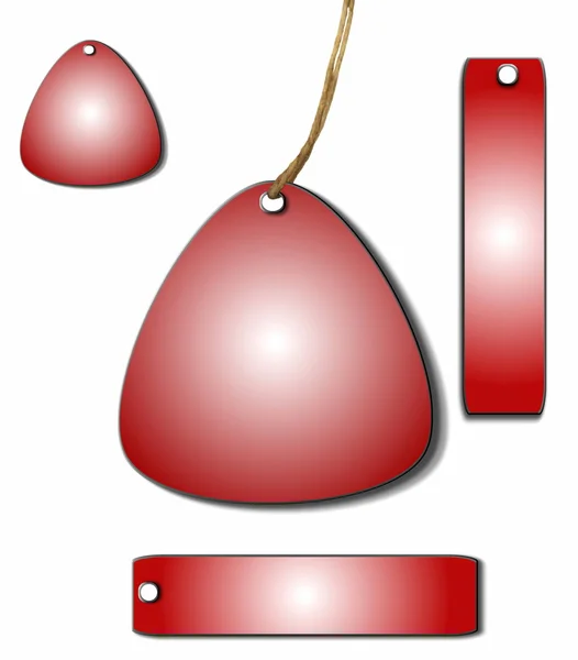 Blank 3d красная метка, завязанная на белом фоне — стоковое фото