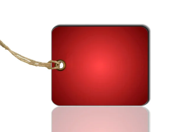 Bianco tag rosso legato isolato su sfondo bianco — Foto Stock