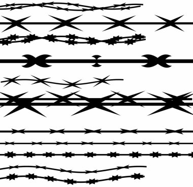 Metal barbed wire fence protection isolated on white clipart