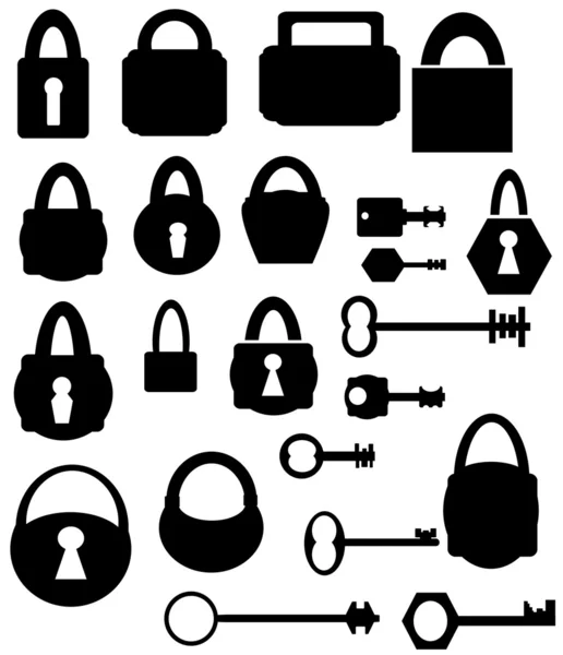 Silhouettes keys and locks — Stock Photo, Image