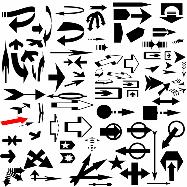 Big collection black arrows isolated on white — Stock Photo, Image