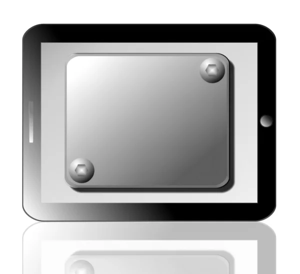 具有阴影在白色背景上的黑色平板电脑 — 图库照片