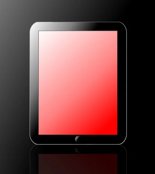 Czarny tablet pc z cienia na czarnym tle — Zdjęcie stockowe