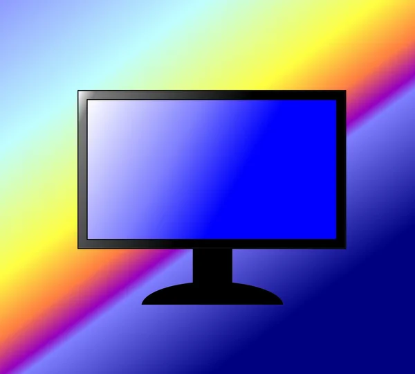 Computer en regenboog bureaubladachtergrond — Stockfoto