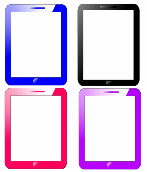 Definir tablet colorido em branco pc isolado no fundo branco — Fotografia de Stock