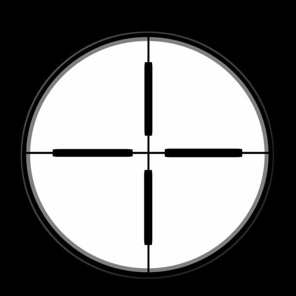 Sniper sight isolated on black background, illustration