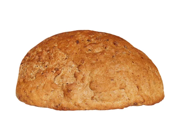 Pão redondo caseiro tradicional isolado em branco — Fotografia de Stock