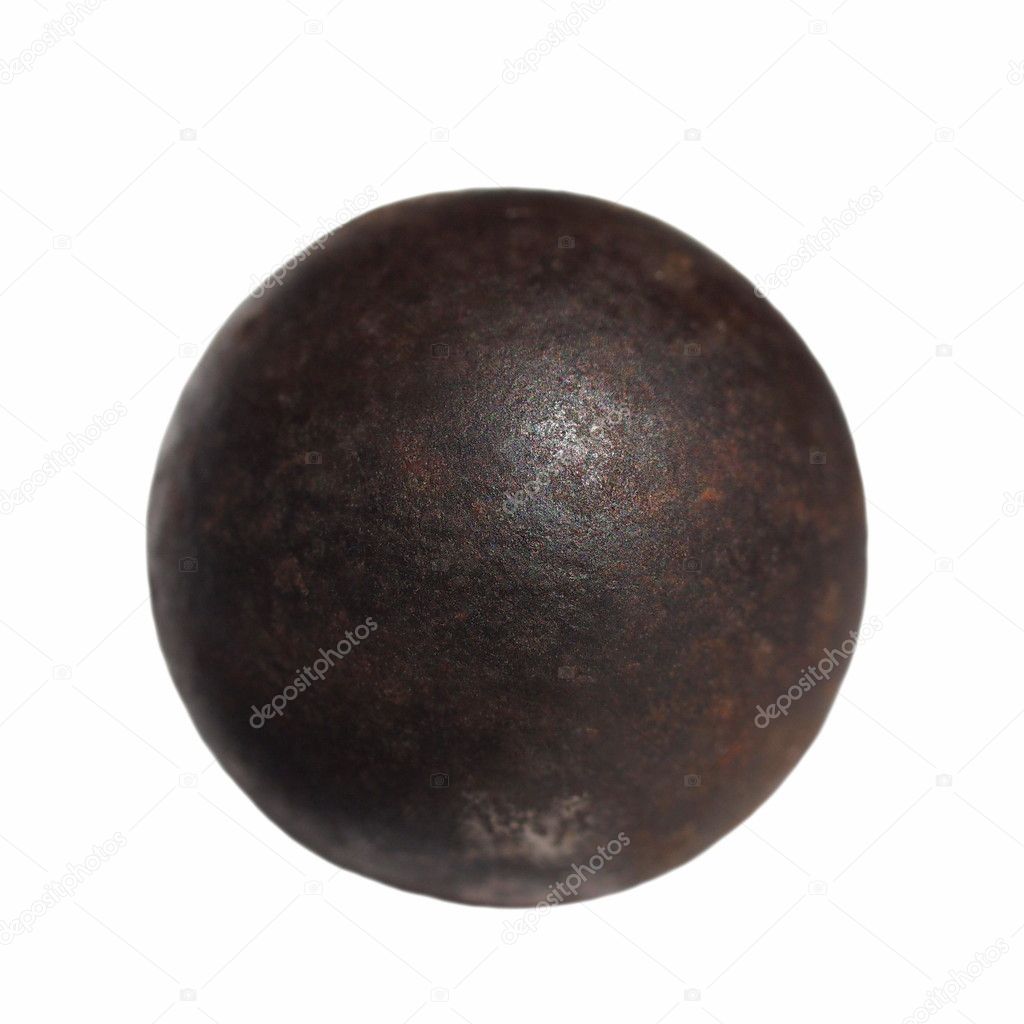 Old rusty Iron metal ball isolated on white background