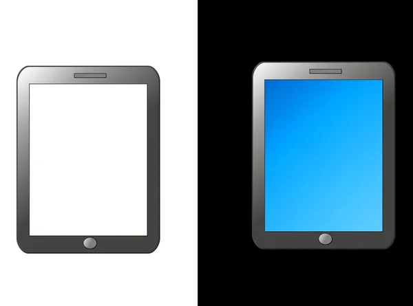 Tablet pc geïsoleerd op witte en zwarte achtergrond — Stockfoto