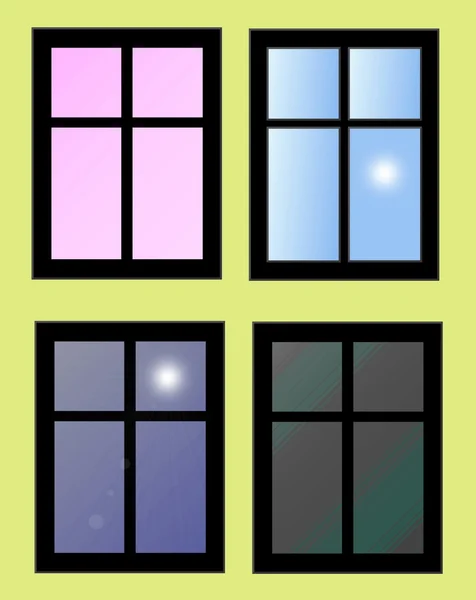 Okno ilustrace izolované na žlutém podkladu — Stock fotografie