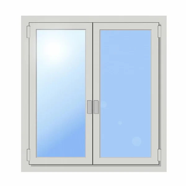 Πλαστικά διπλή πόρτα παράθυρο που απομονώνονται σε λευκό φόντο — Φωτογραφία Αρχείου