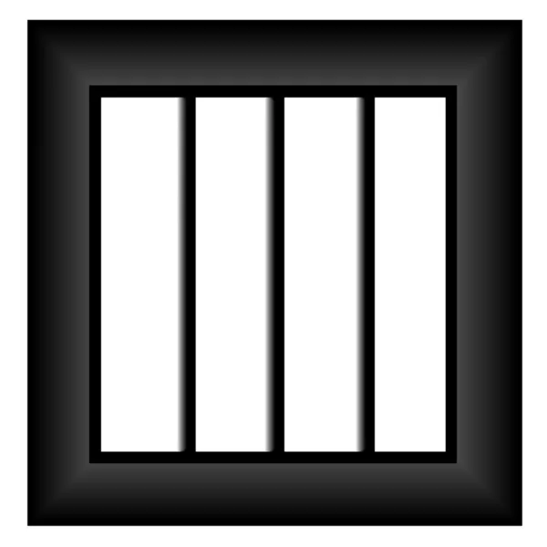 Leeres Gefängnisfenster isoliert auf weißem Hintergrund, Textur — Stockfoto