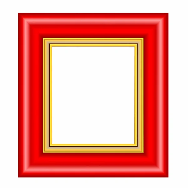 Red frame with gold passepartout isolated on white background — Stock Photo, Image