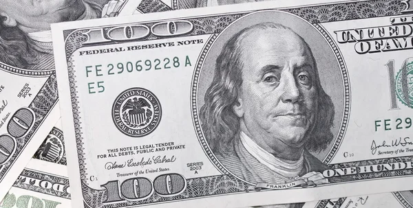 Hundert-Dollar-Schein, Franklin-Hintergrund, Texturen — Stockfoto
