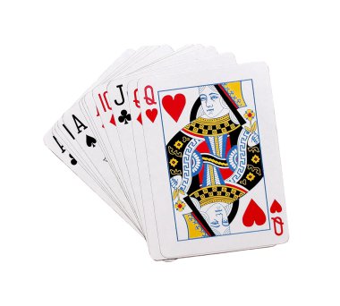 kırpma yolu ile beyaz arka plan üzerinde poker oyunu oyun kartları