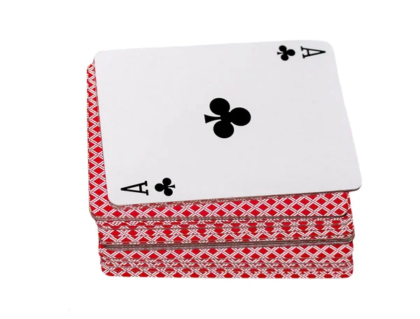 Ace 和孤立在白色的扑克牌扑克游戏 — 图库照片