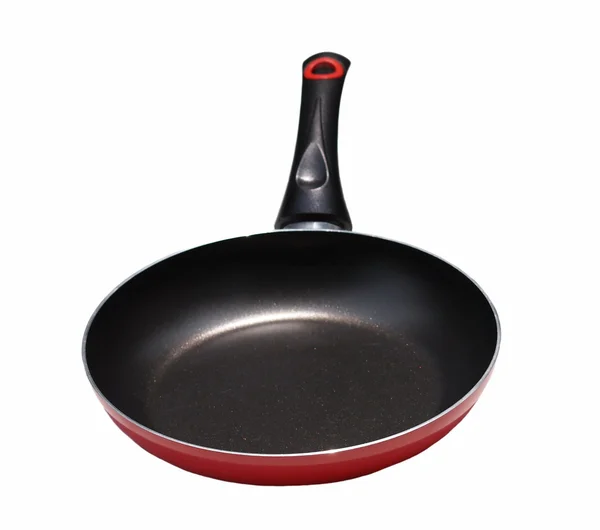 Red frying pan isolated on a white background — Stock Photo, Image
