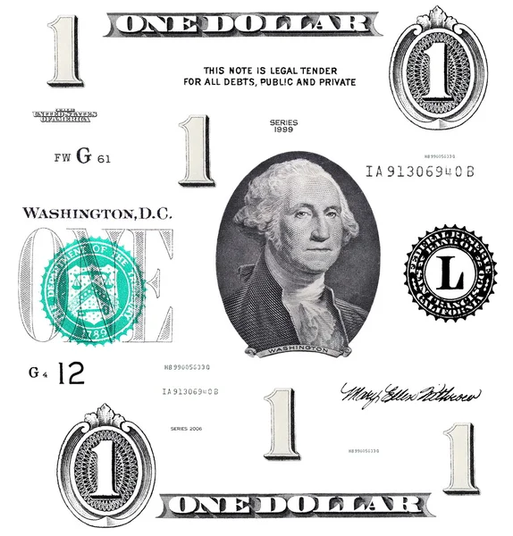 stock image Set of original detail 1 $ dollars, with Washington