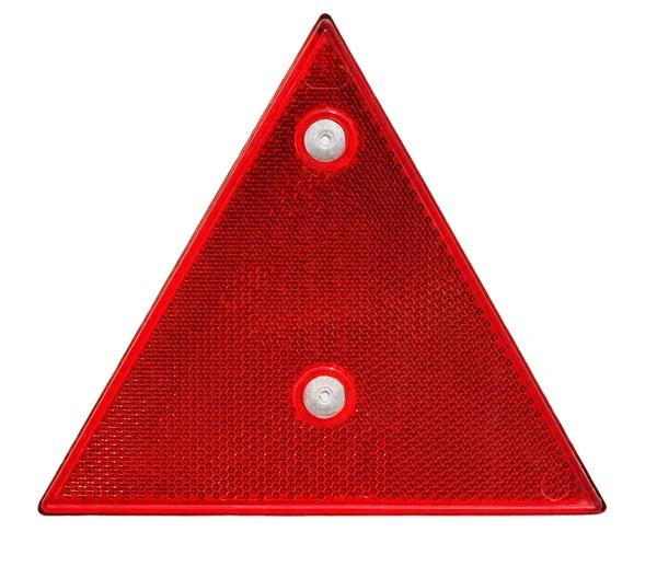 stock image Red triangle reflector safety glass isolated on white