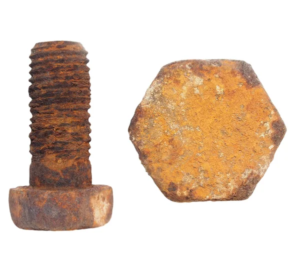 Very old rusty Screw heads, bolts, isolated on white background — Stock Photo, Image