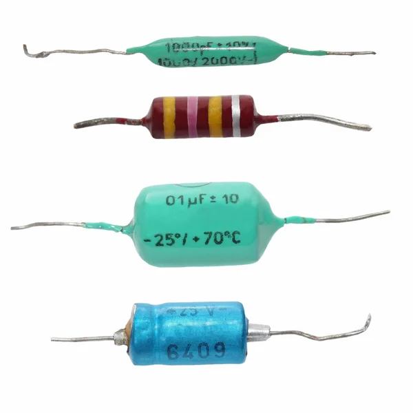 Componentes de rádio, transistores antigos isolados sobre fundo branco — Fotografia de Stock