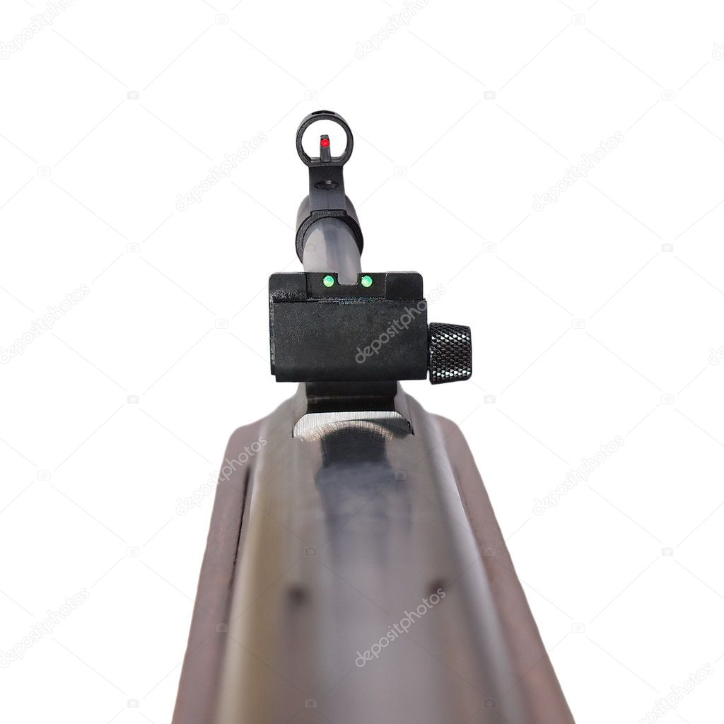 Rifle first person, isolated on white background with clipping path