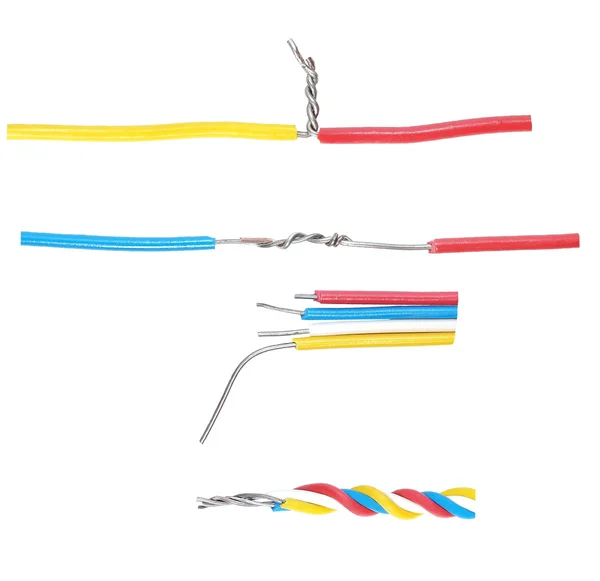 Набор электрического кабеля на белом фоне — стоковое фото