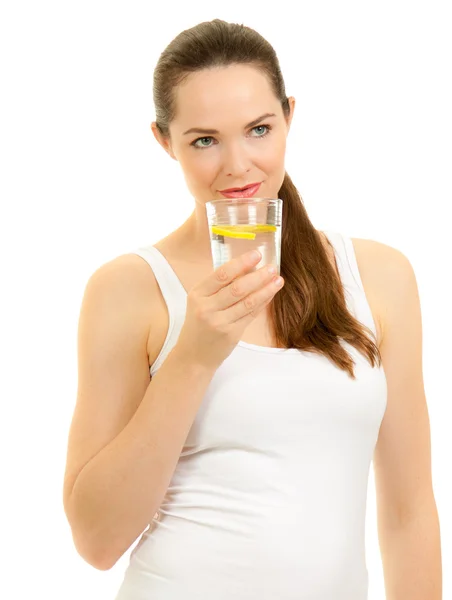 Hermosa mujer bebiendo un vaso de agua —  Fotos de Stock